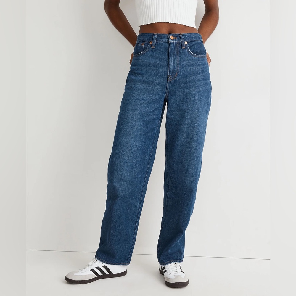 Madewell Baggy Straight Jeans in Dark Worn Indigo Wash